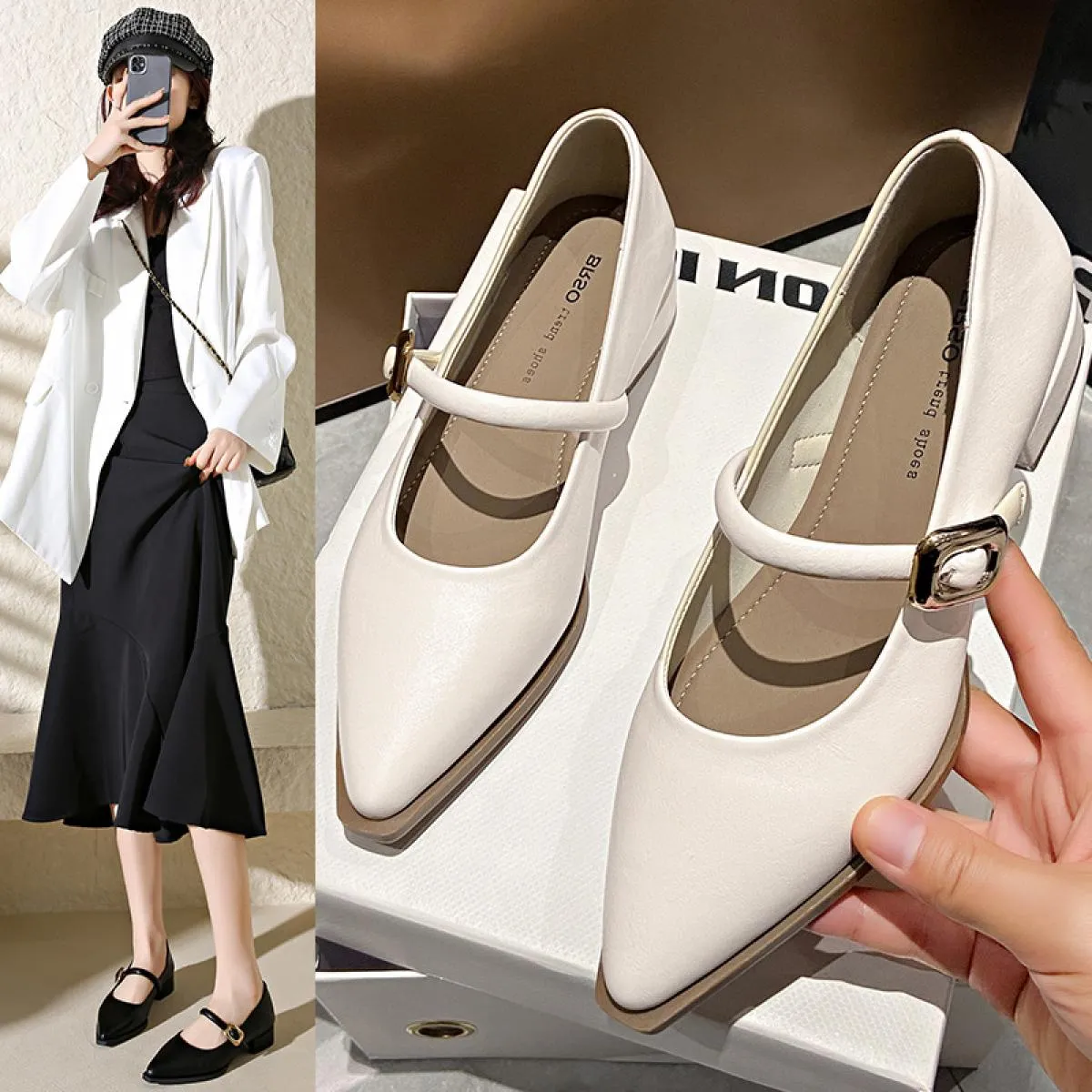 2024 Nuove Donne Piatto di Colore Della Caramella delle Donne Punta Rotonda Retro Singoli Scarpe Una Parola Fibbia Rotonda Mary