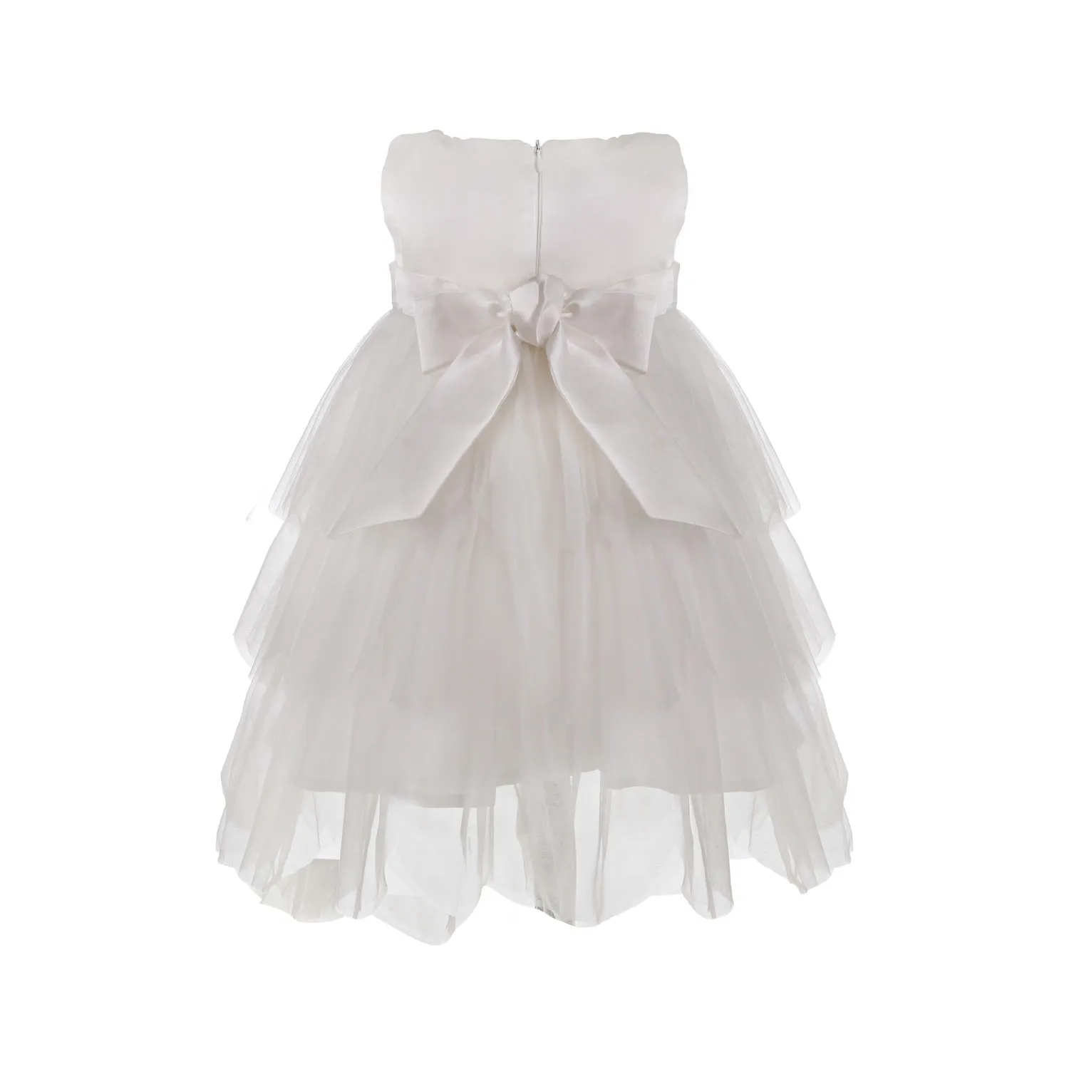 Abito Avorio In Tulle A Balze Bimba E Neonata