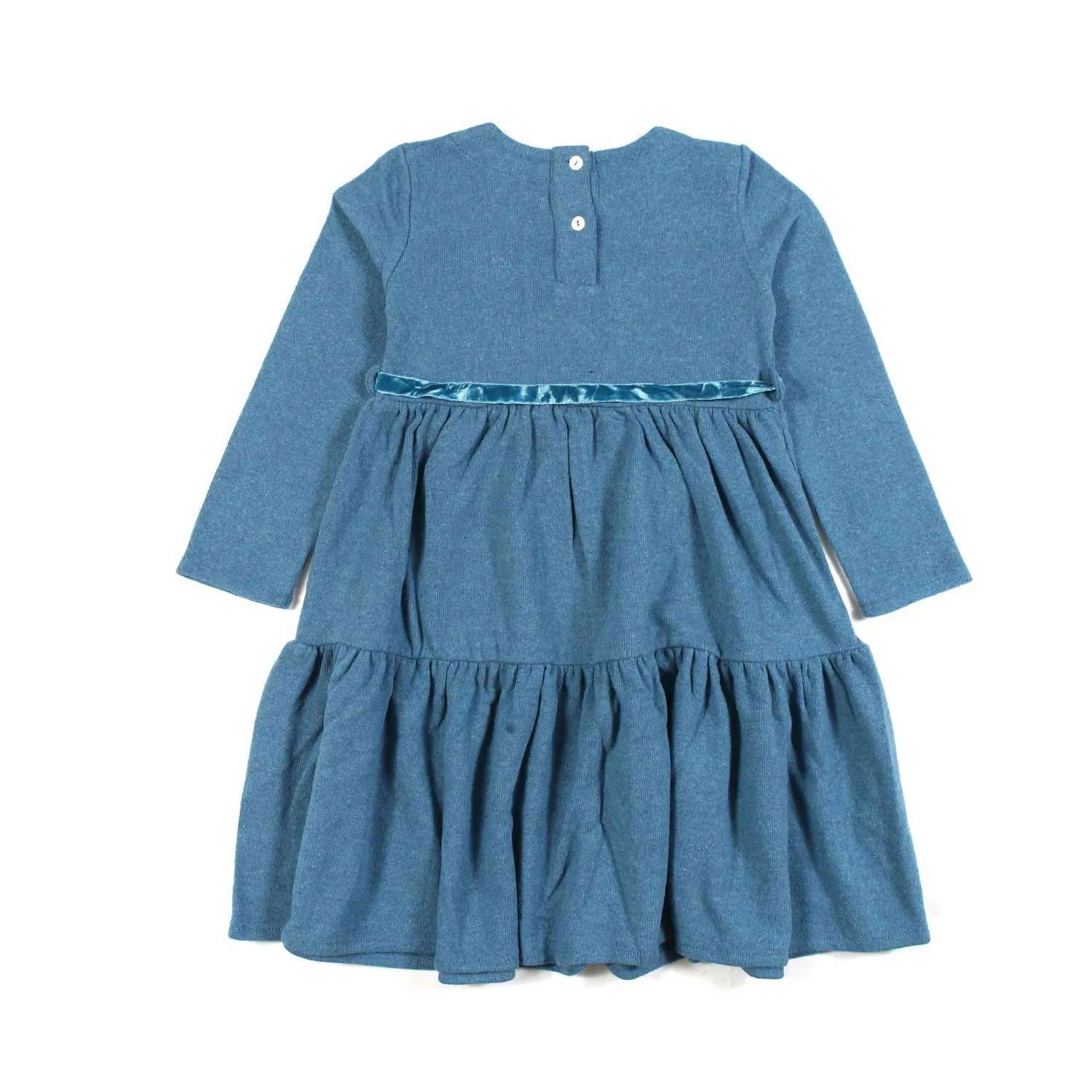 Abito Blu Petrolio A Balze Bambina