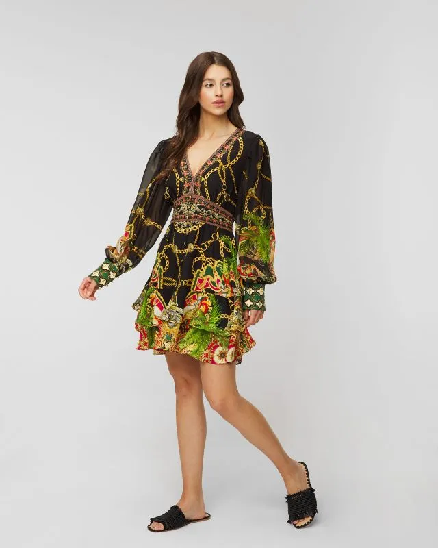Abito in seta Camilla Button Front Frill