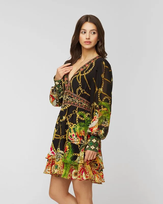 Abito in seta Camilla Button Front Frill