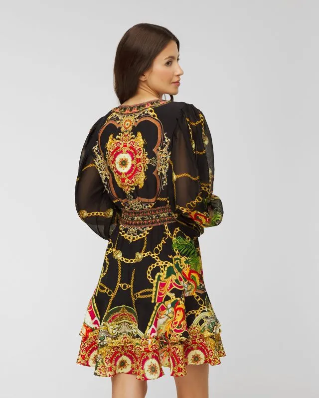Abito in seta Camilla Button Front Frill