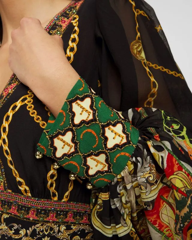 Abito in seta Camilla Button Front Frill
