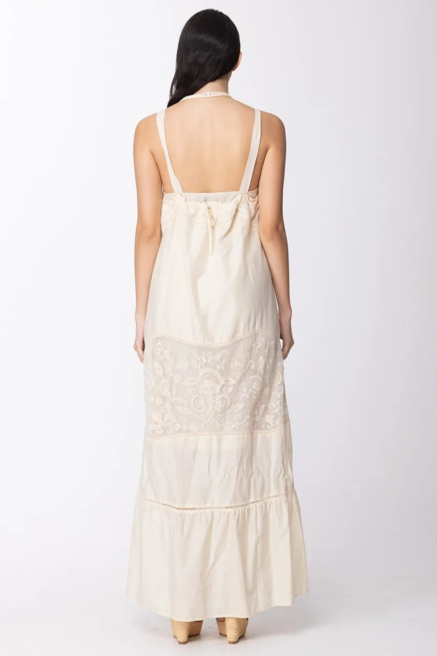 Abito lungo con pizzo ECRU