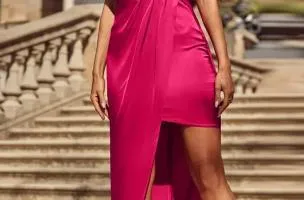 Abito lungo elegante Lezzina, fucsia