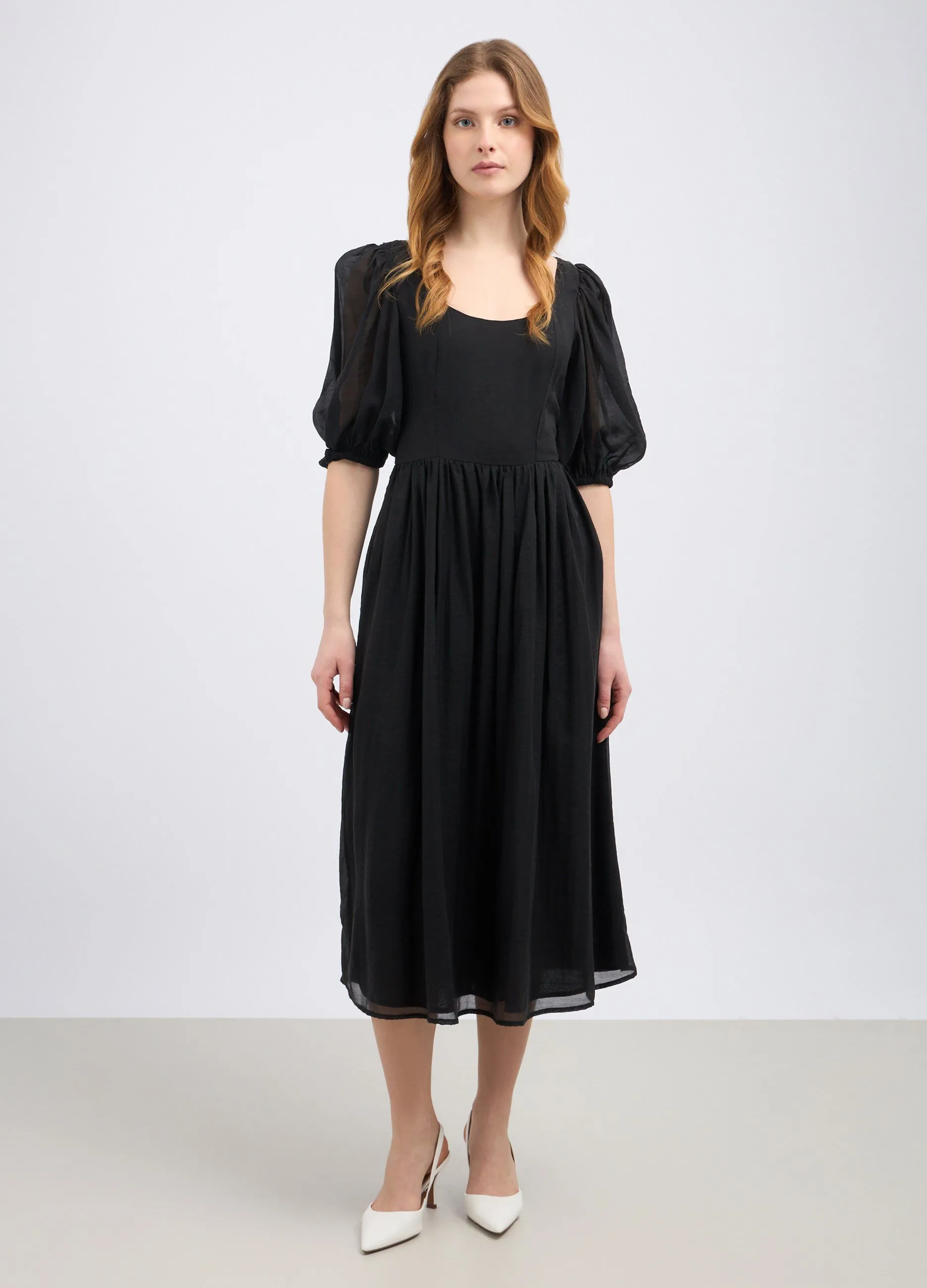 Abito lungo in misto lyocell donna
