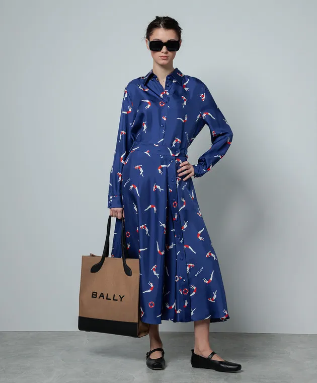 Bally Gonna in seta Marine stampata blu L4BA451FSE126