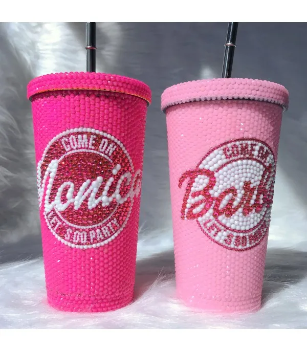 Bicchiere strass Barbie personalizzabile
