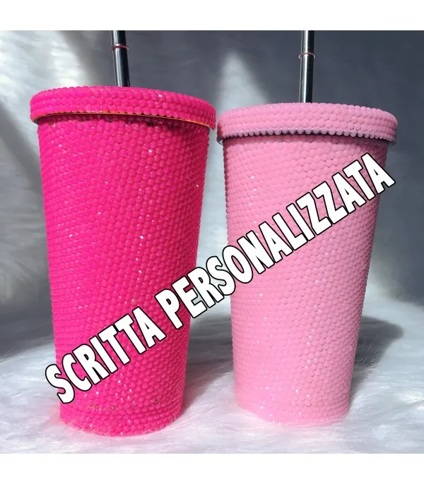 Bicchiere strass Barbie personalizzabile
