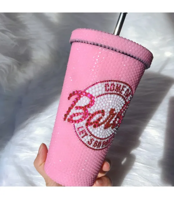 Bicchiere strass Barbie personalizzabile