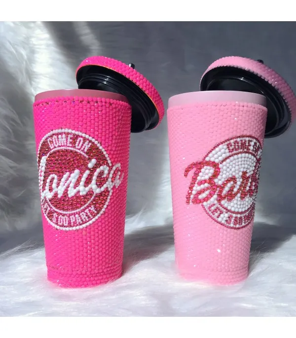 Bicchiere strass Barbie personalizzabile