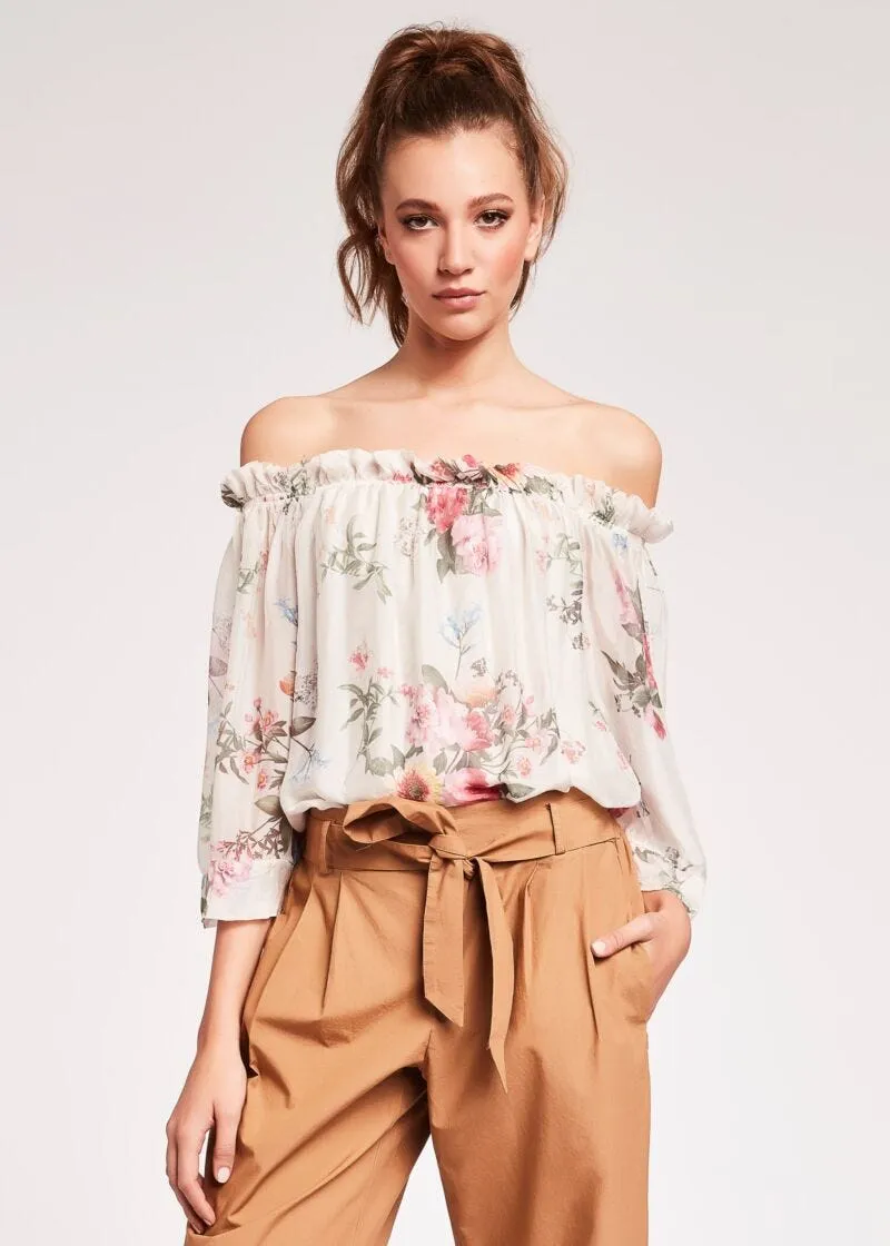 Blusa in seta floreale