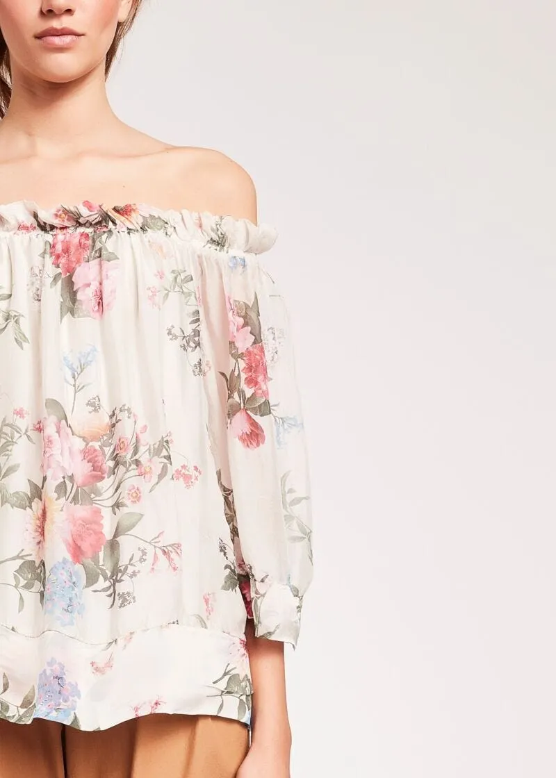 Blusa in seta floreale