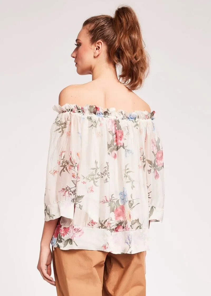 Blusa in seta floreale