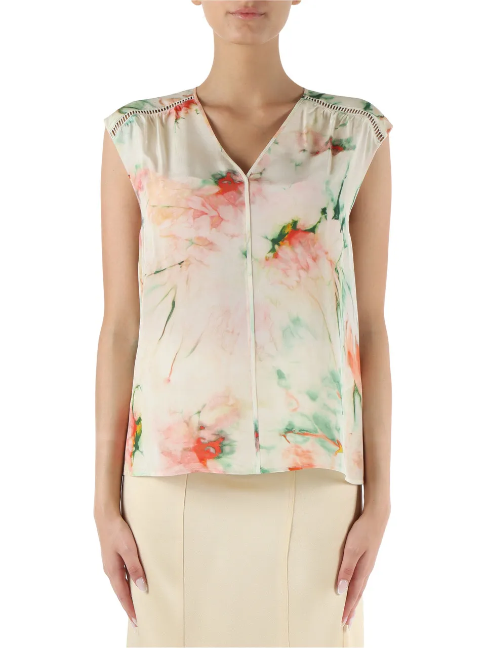 Blusa smanicata in seta BINADI