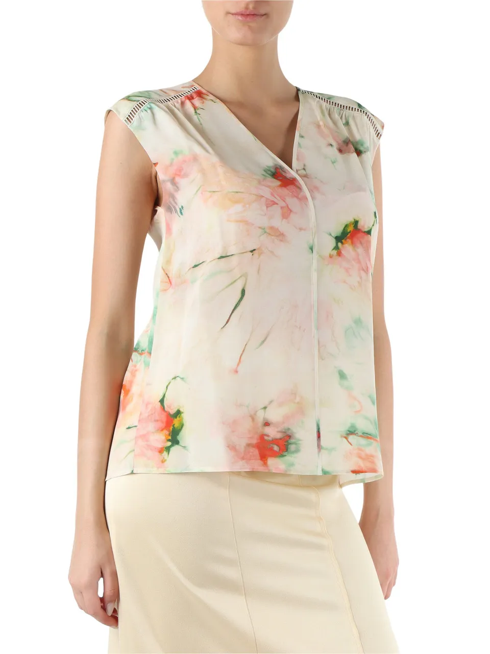 Blusa smanicata in seta BINADI