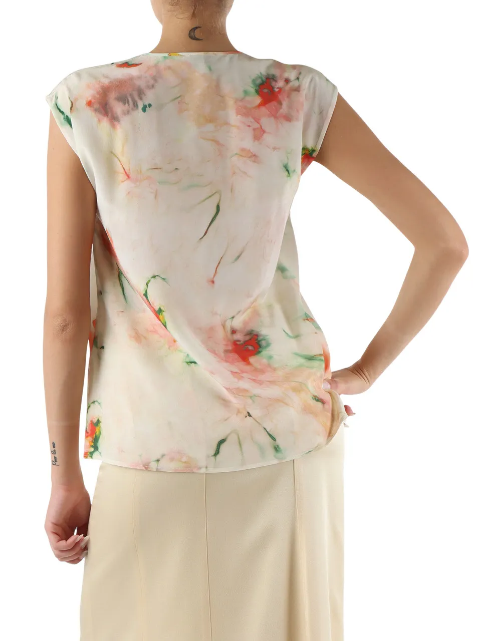 Blusa smanicata in seta BINADI