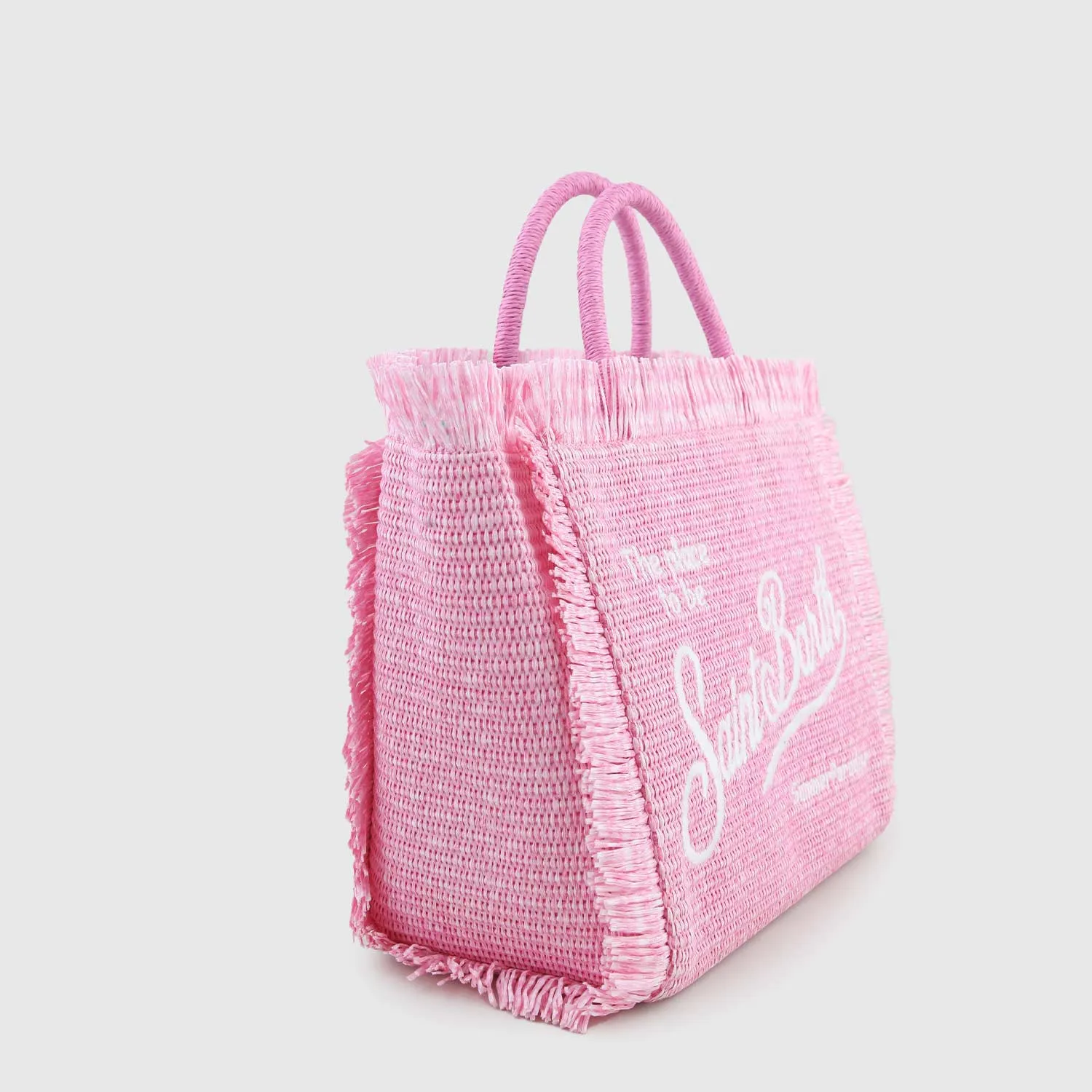 Borsa A Mano Colette In Paglia Rosa Con Ricami