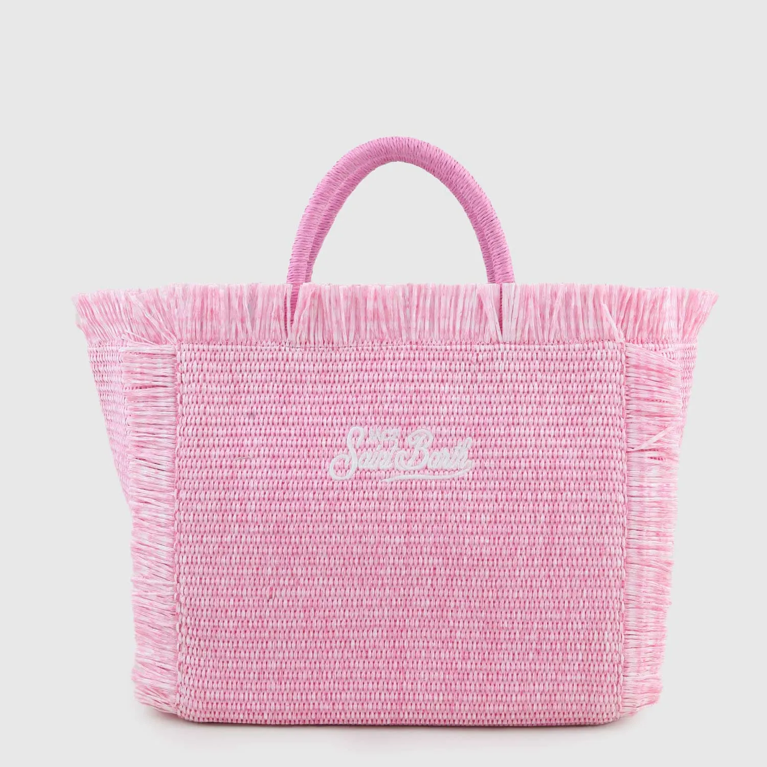 Borsa A Mano Colette In Paglia Rosa Con Ricami