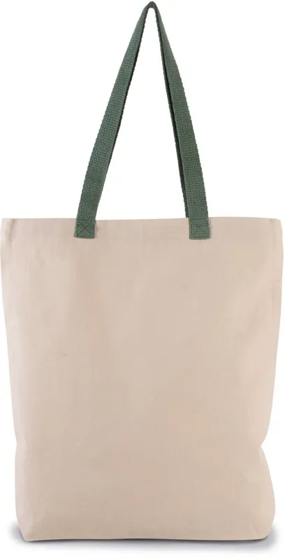 Borsa shopping con tassello e impugnatura a contrasto