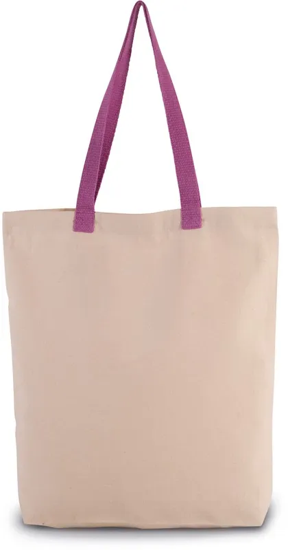 Borsa shopping con tassello e impugnatura a contrasto