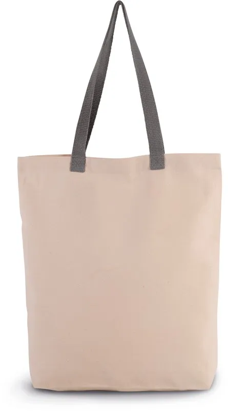 Borsa shopping con tassello e impugnatura a contrasto