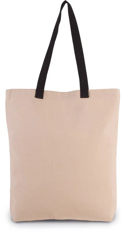 Borsa shopping con tassello e impugnatura a contrasto