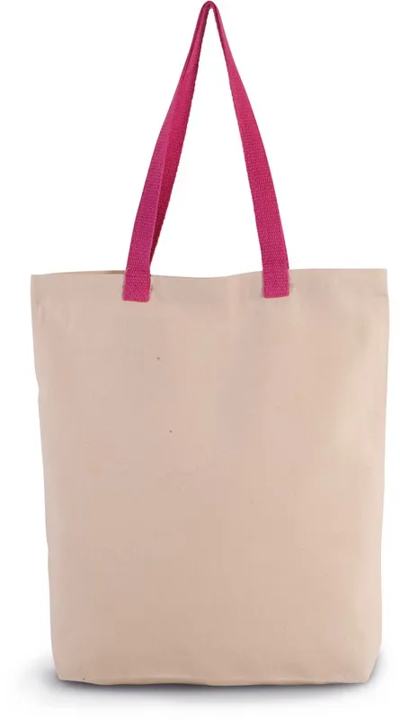 Borsa shopping con tassello e impugnatura a contrasto