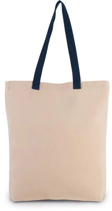 Borsa shopping con tassello e impugnatura a contrasto