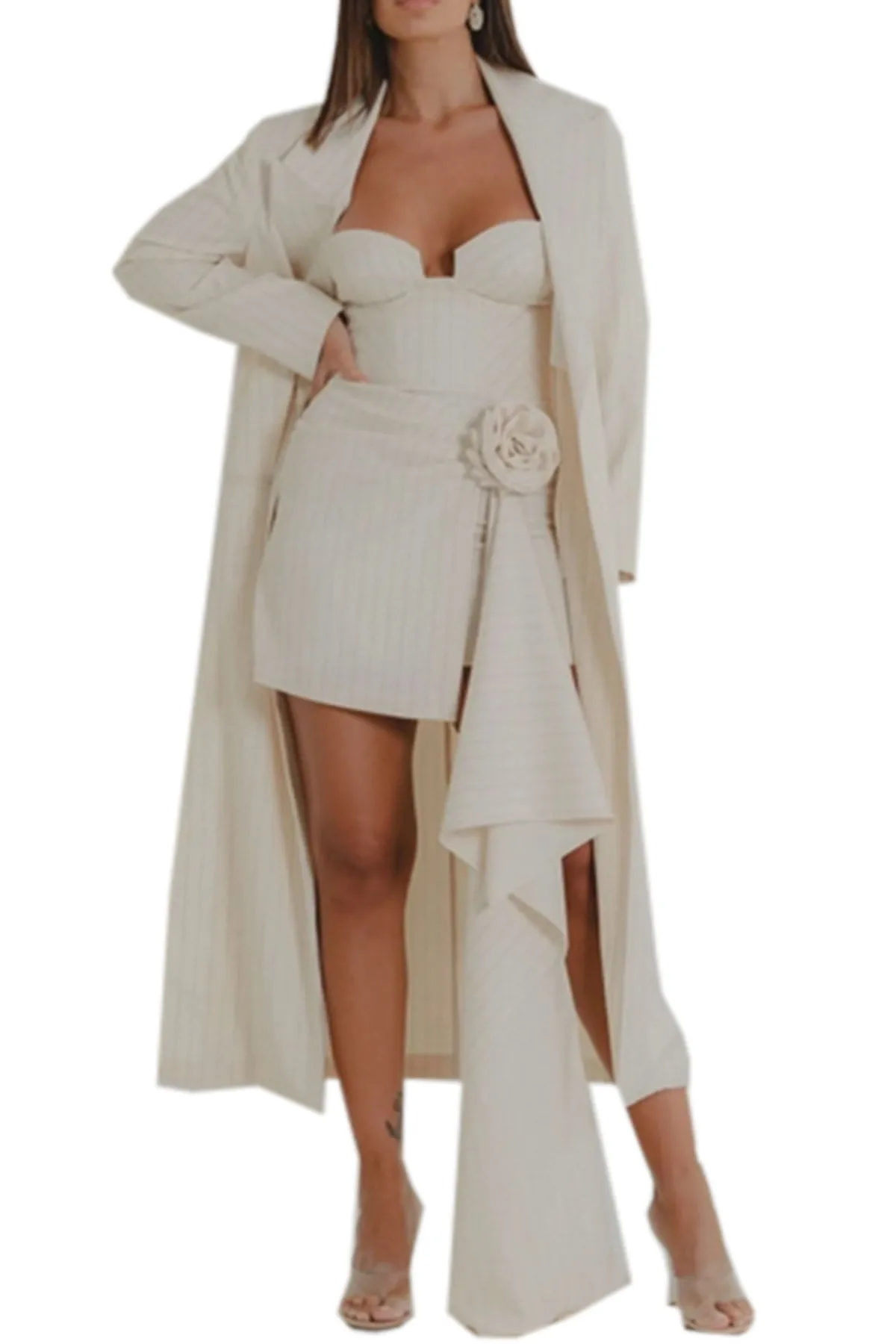 Caban donna lungo vestibilita oversize rever a lancia senza bottoni e tasca a filo