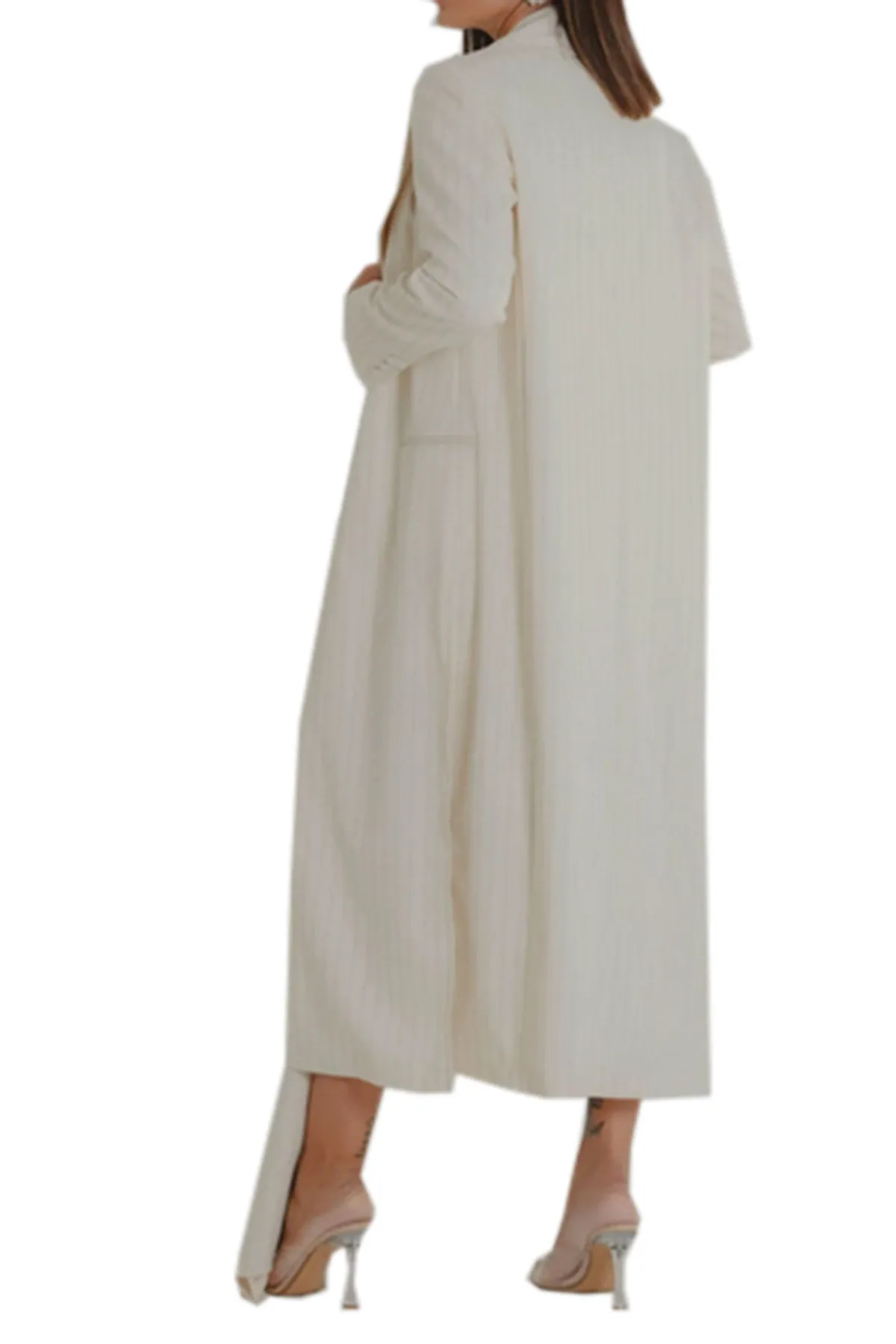 Caban donna lungo vestibilita oversize rever a lancia senza bottoni e tasca a filo