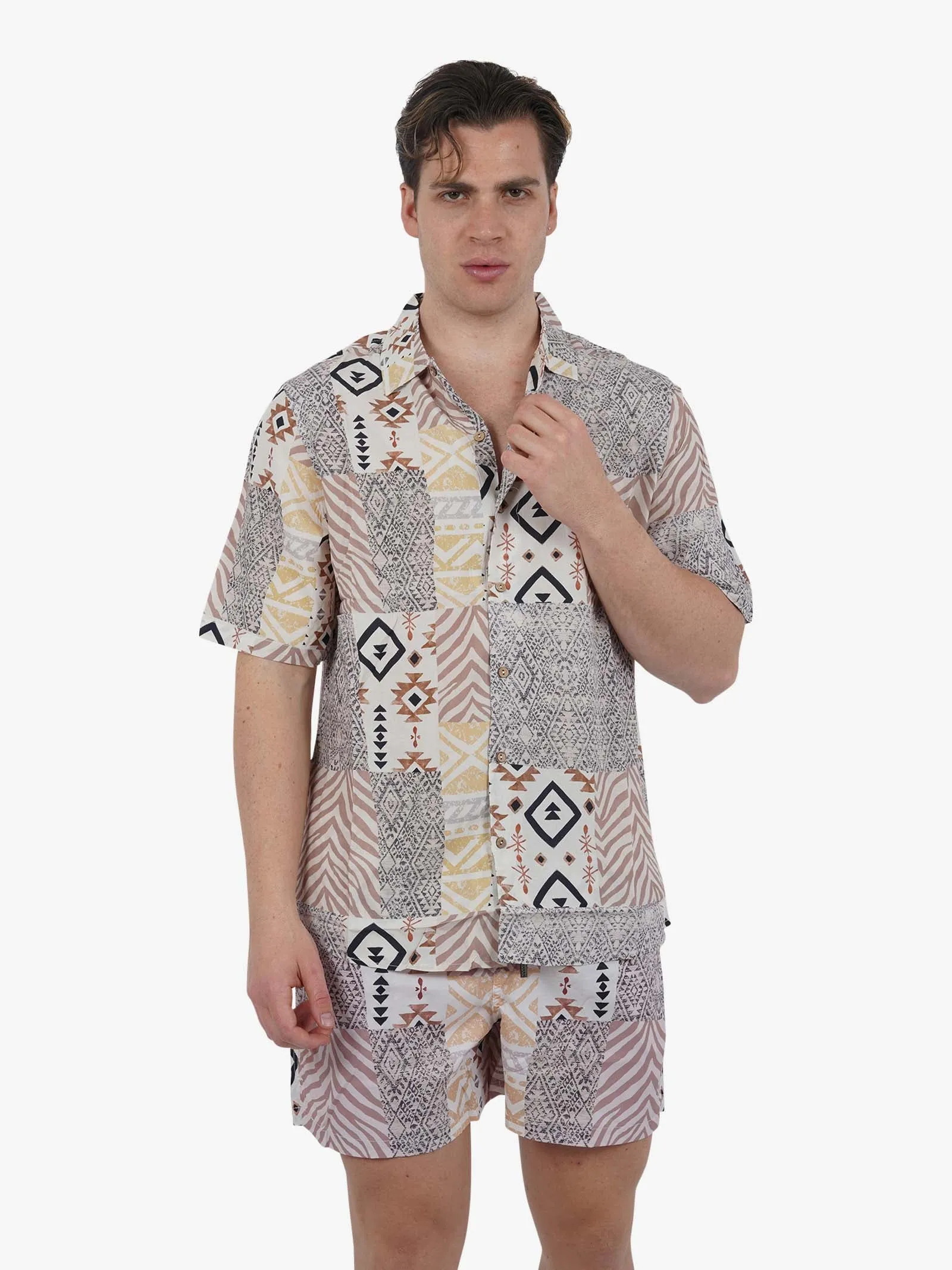 Camicia bowling a maniche corte BWL JOELLE uomo panna
