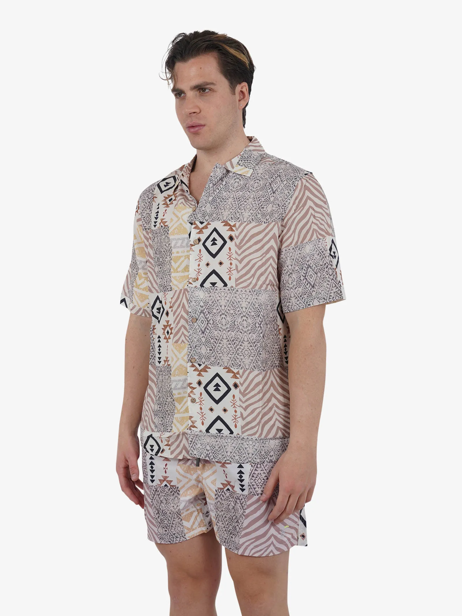 Camicia bowling a maniche corte BWL JOELLE uomo panna
