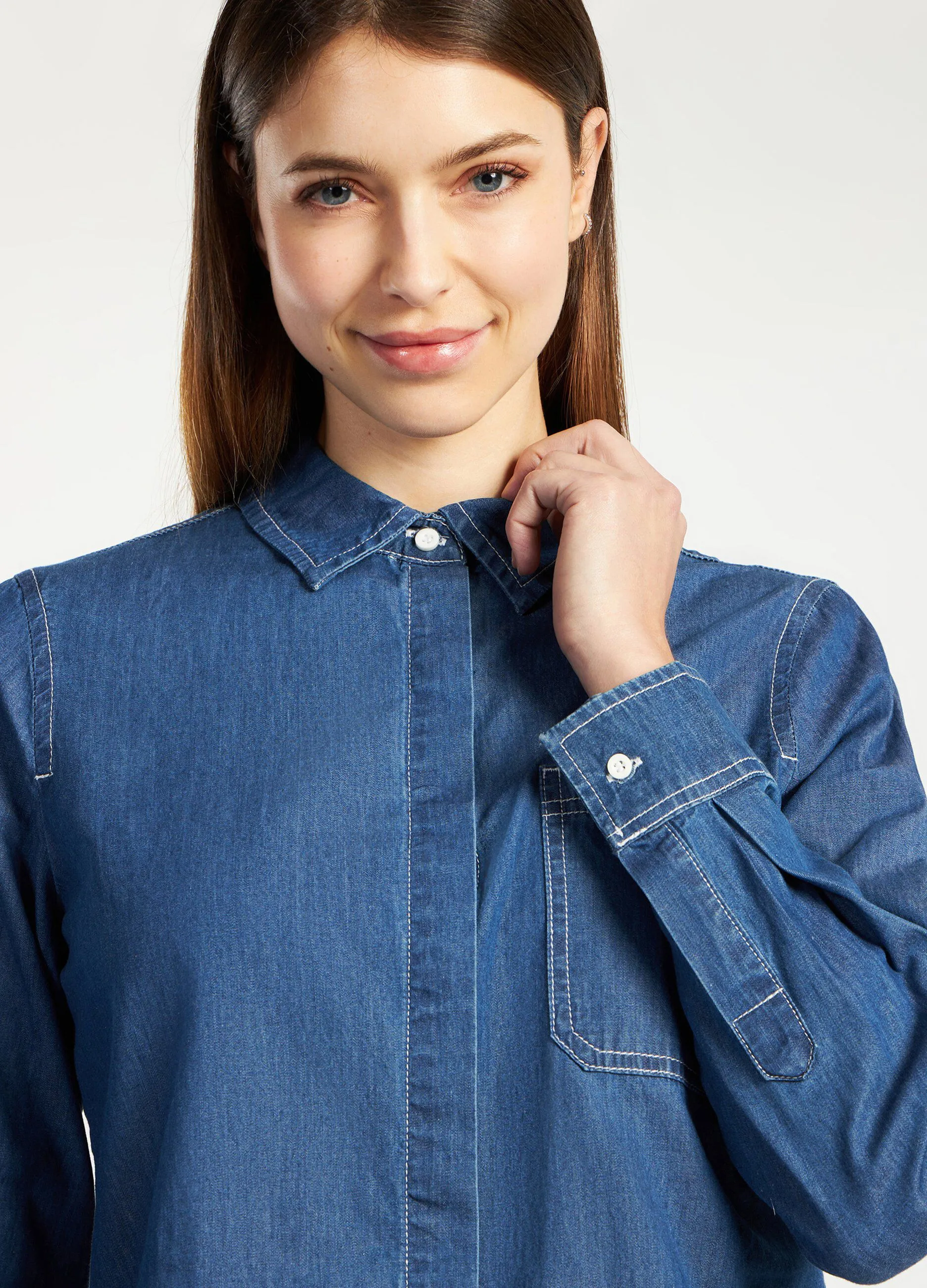 Camicia in denim di puro cotone donna