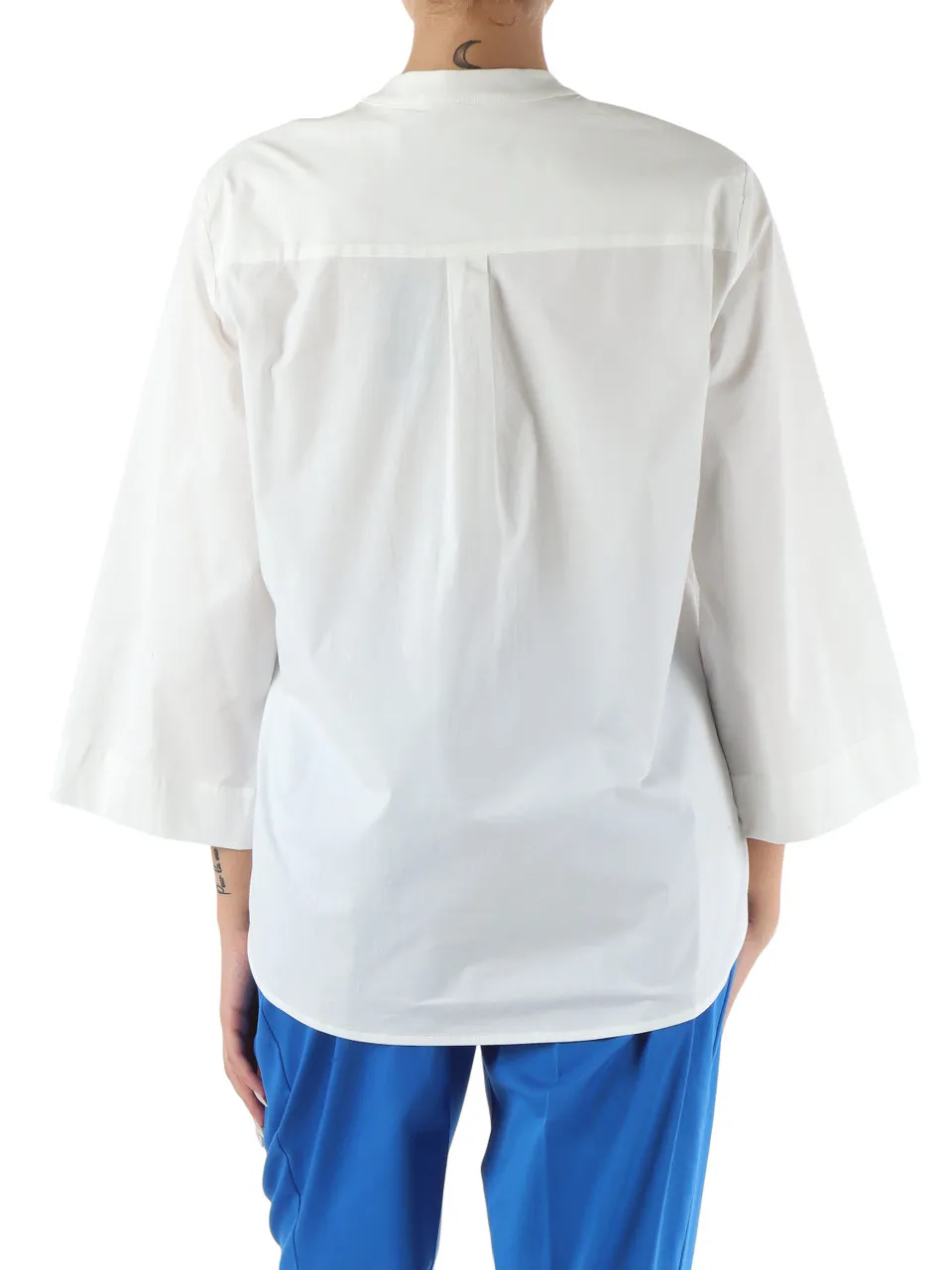 Camicia svasata in popeline con strass