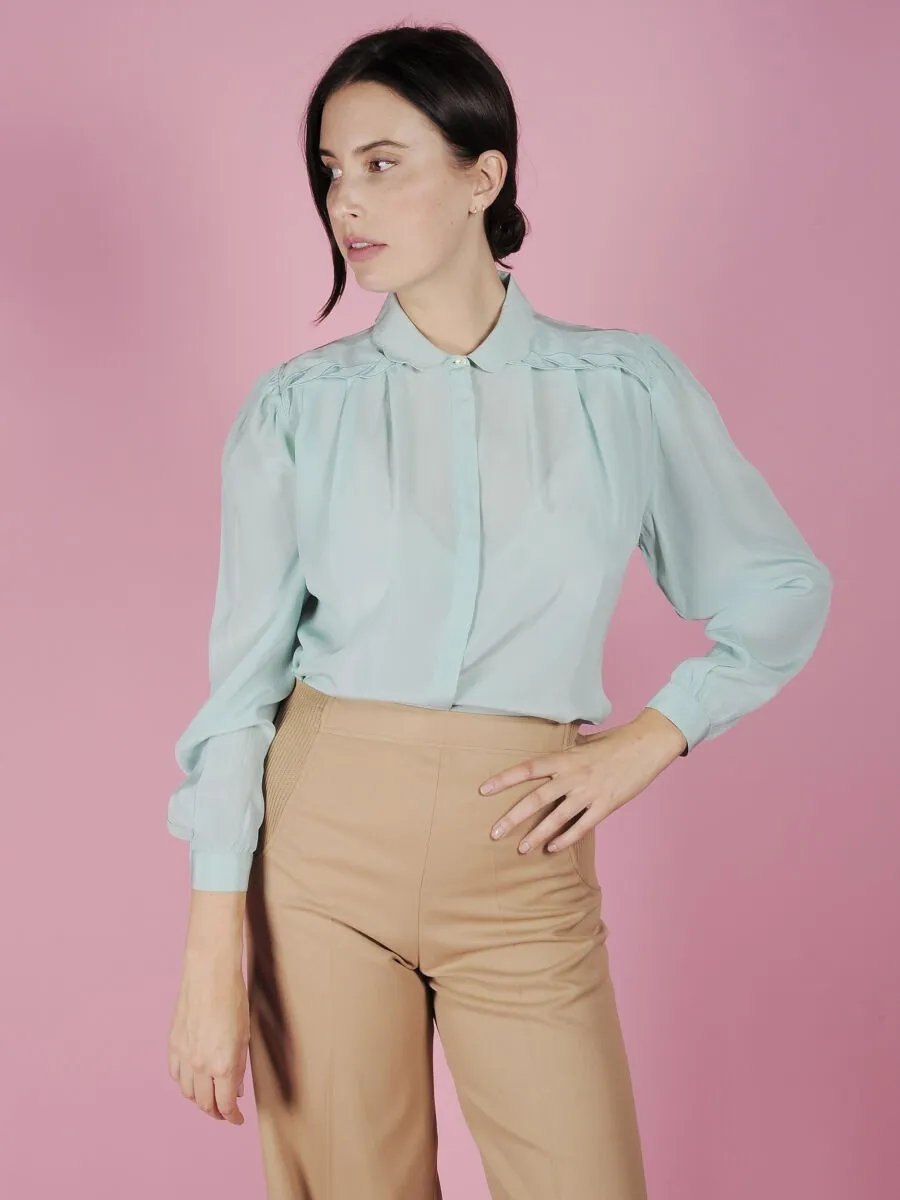 Camicia verde acqua in seta