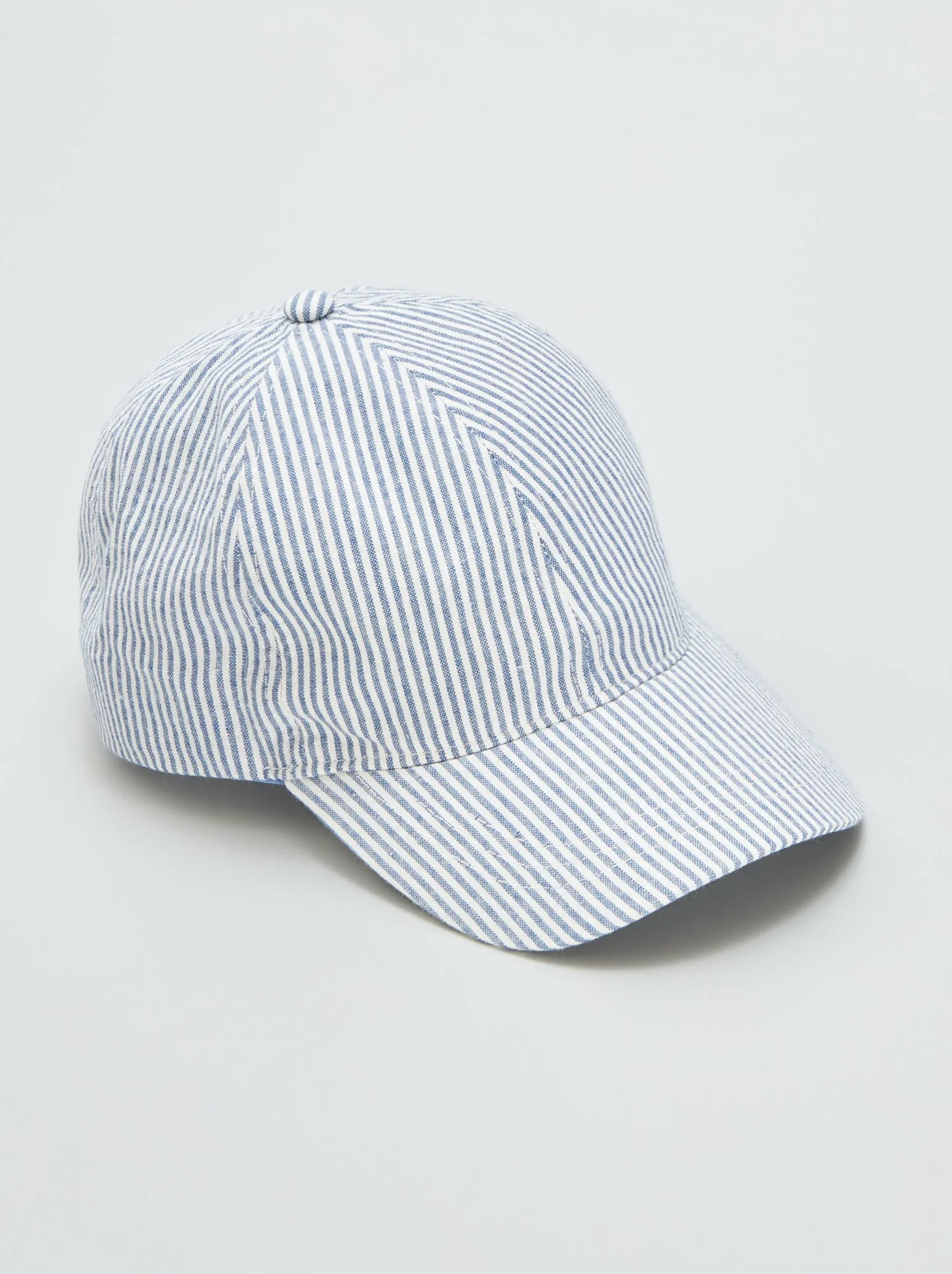 Cappellino in tela a righe - BLU