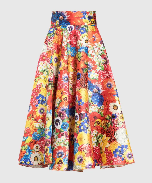 Dolce&Gabbana Gonna in seta con stampa giardino F4BL8THS131
