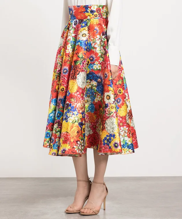 Dolce&Gabbana Gonna in seta con stampa giardino F4BL8THS131