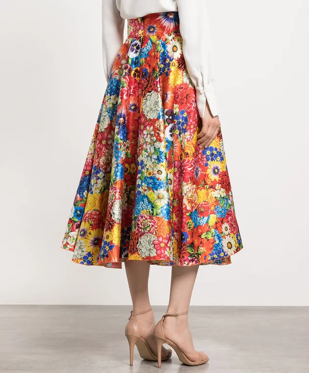 Dolce&Gabbana Gonna in seta con stampa giardino F4BL8THS131
