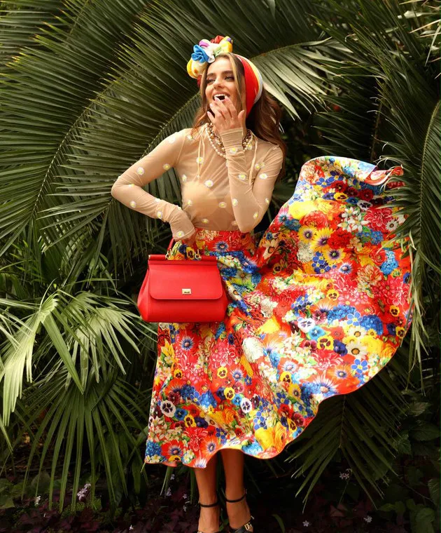 Dolce&Gabbana Gonna in seta con stampa giardino F4BL8THS131