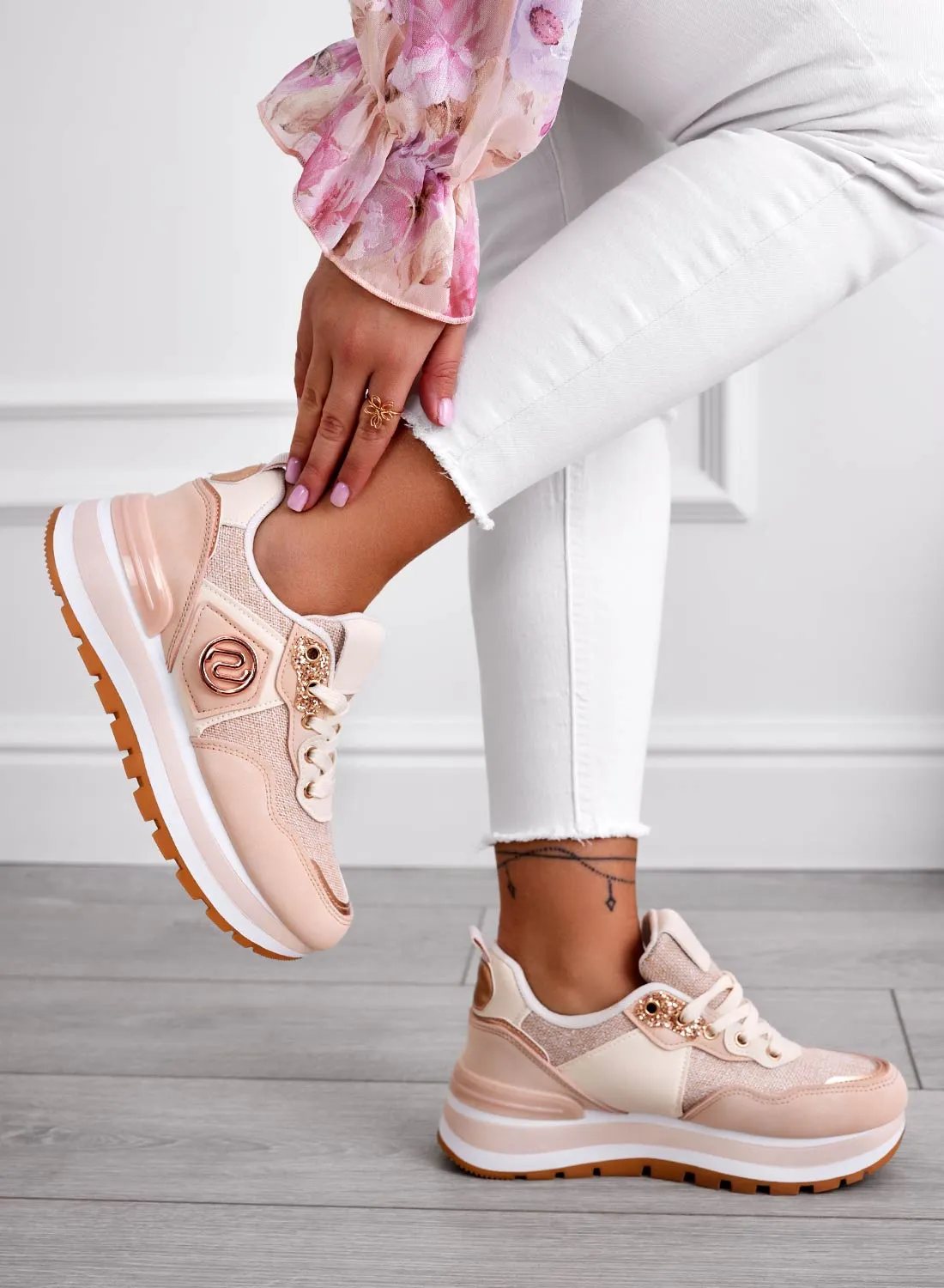 ERSILIA - Sneakers rosa in tessuto