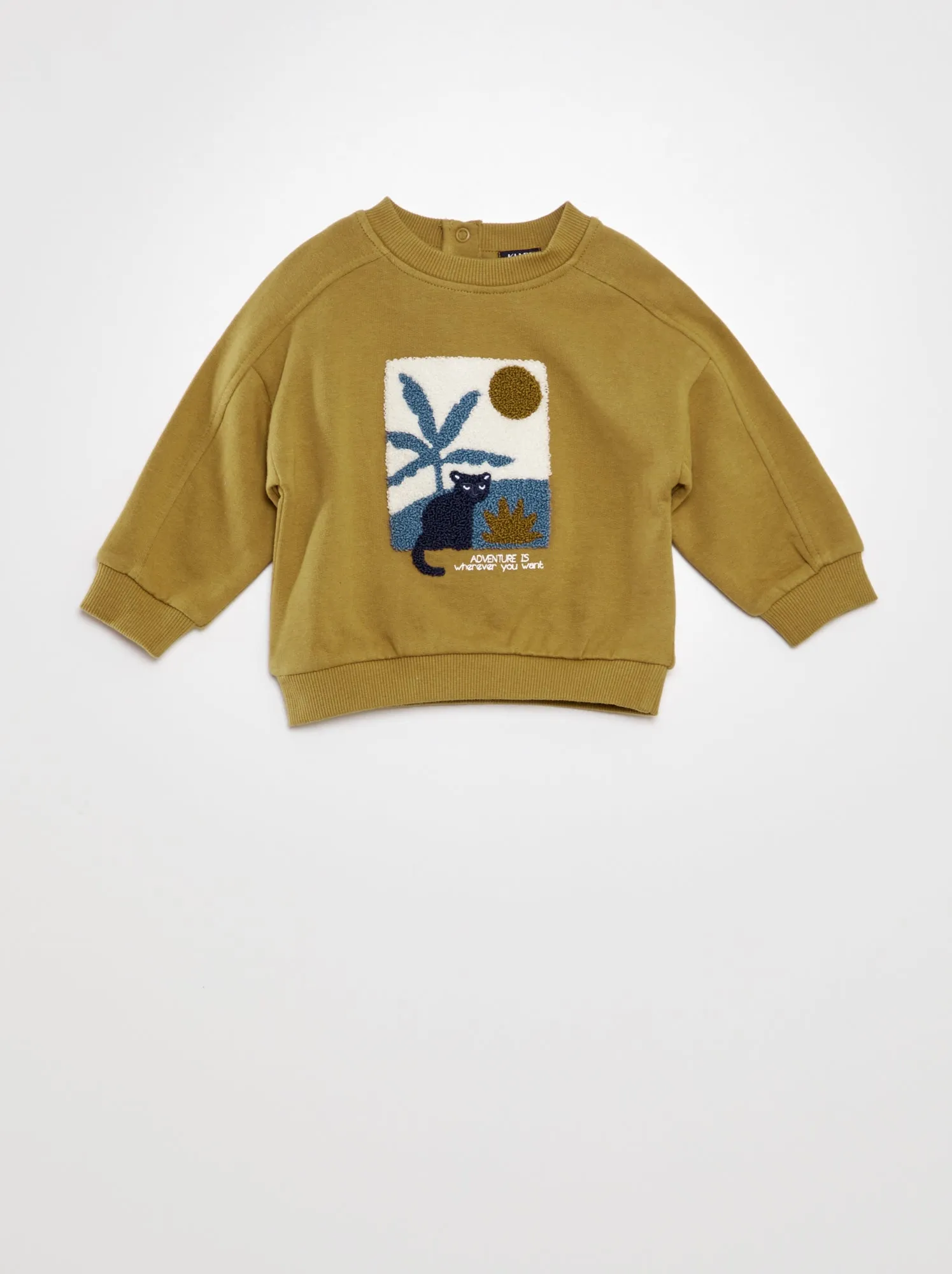 Felpa con stampa in maglia bouclé - BEIGE
