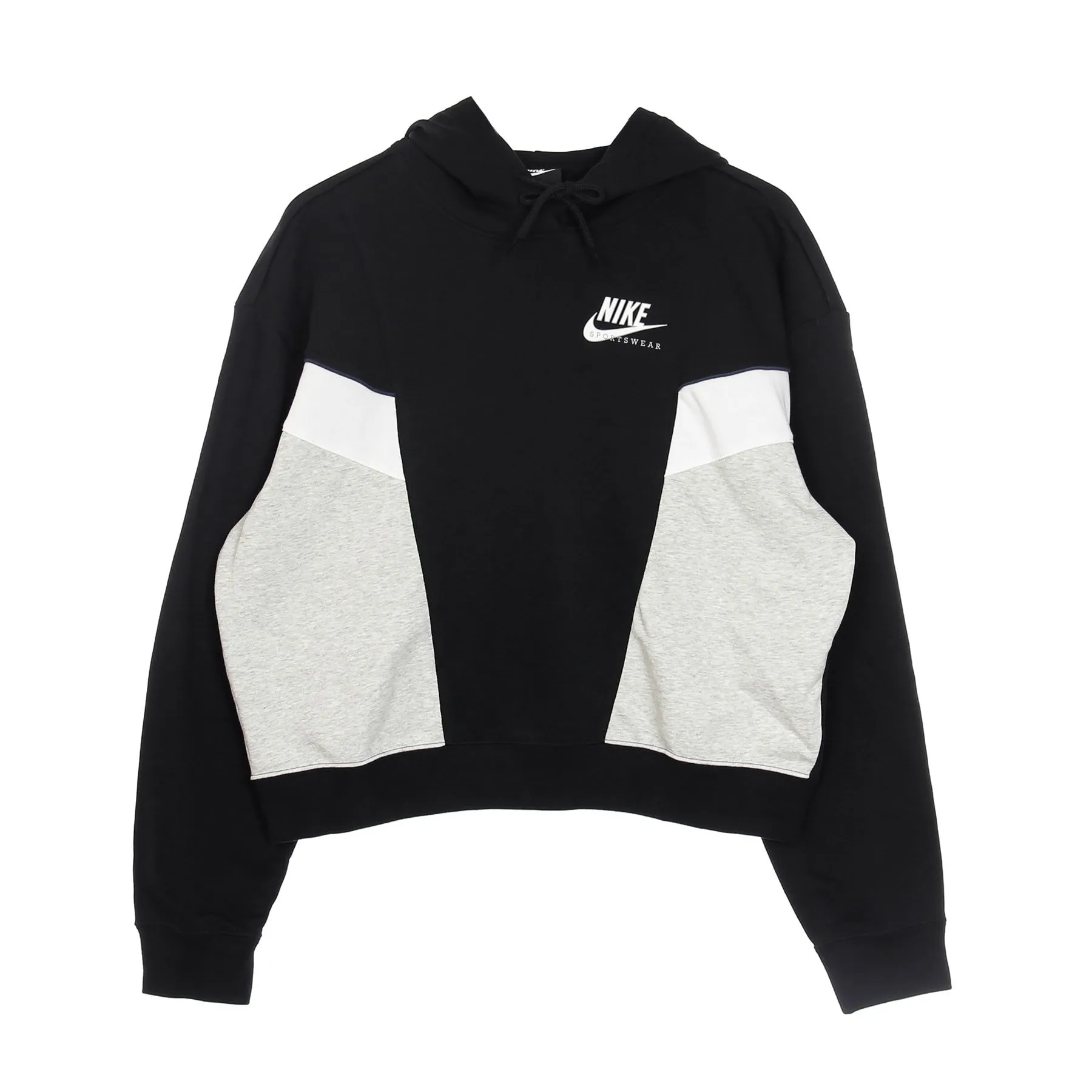 Felpa Leggera Cappuccio Donna Sportswear Heritage Hoodie Black/grey Heather/white/white