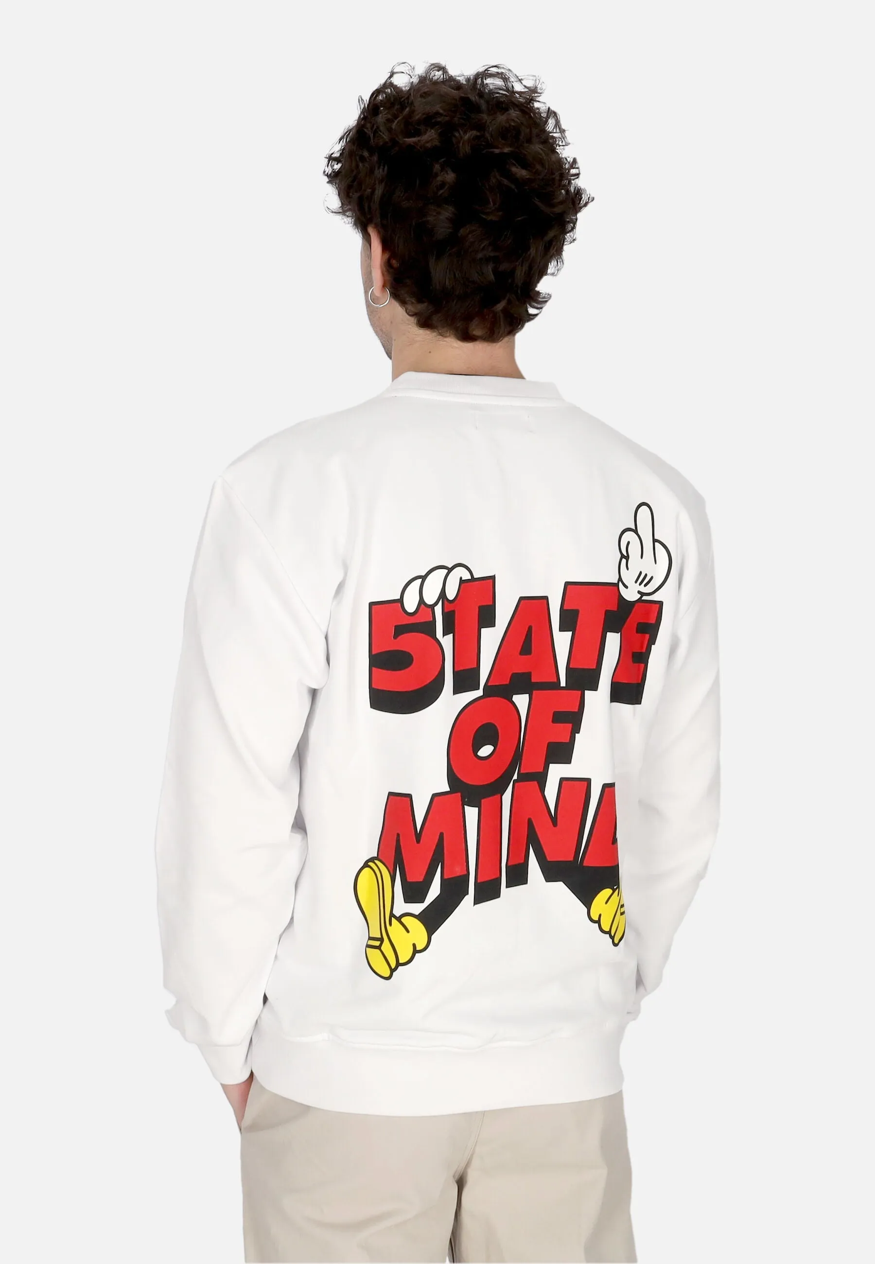 Felpa Leggera Girocollo Uomo Mickey 5tate Sweatshirt White