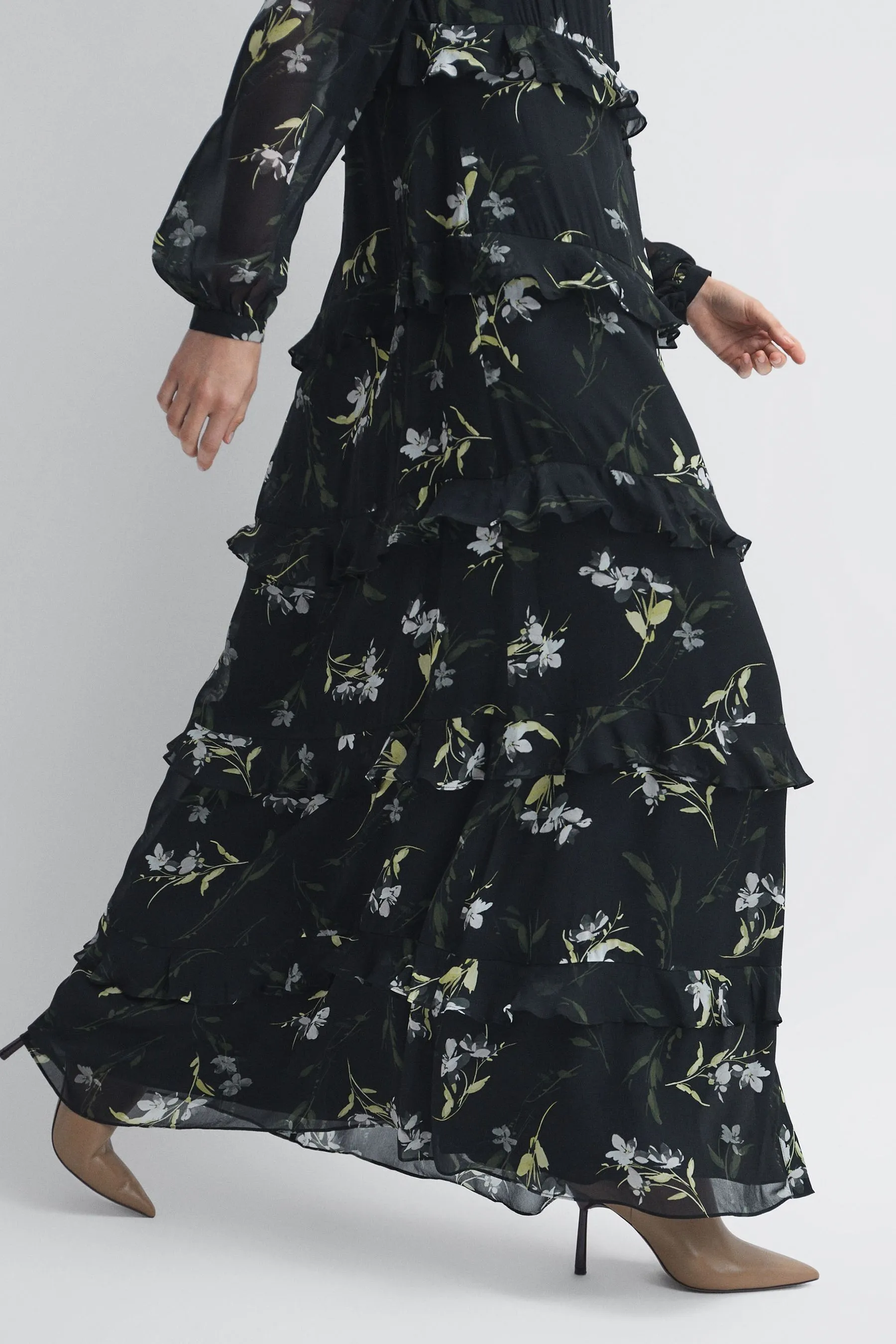 Florere Floreale - Abito maxi a balze
