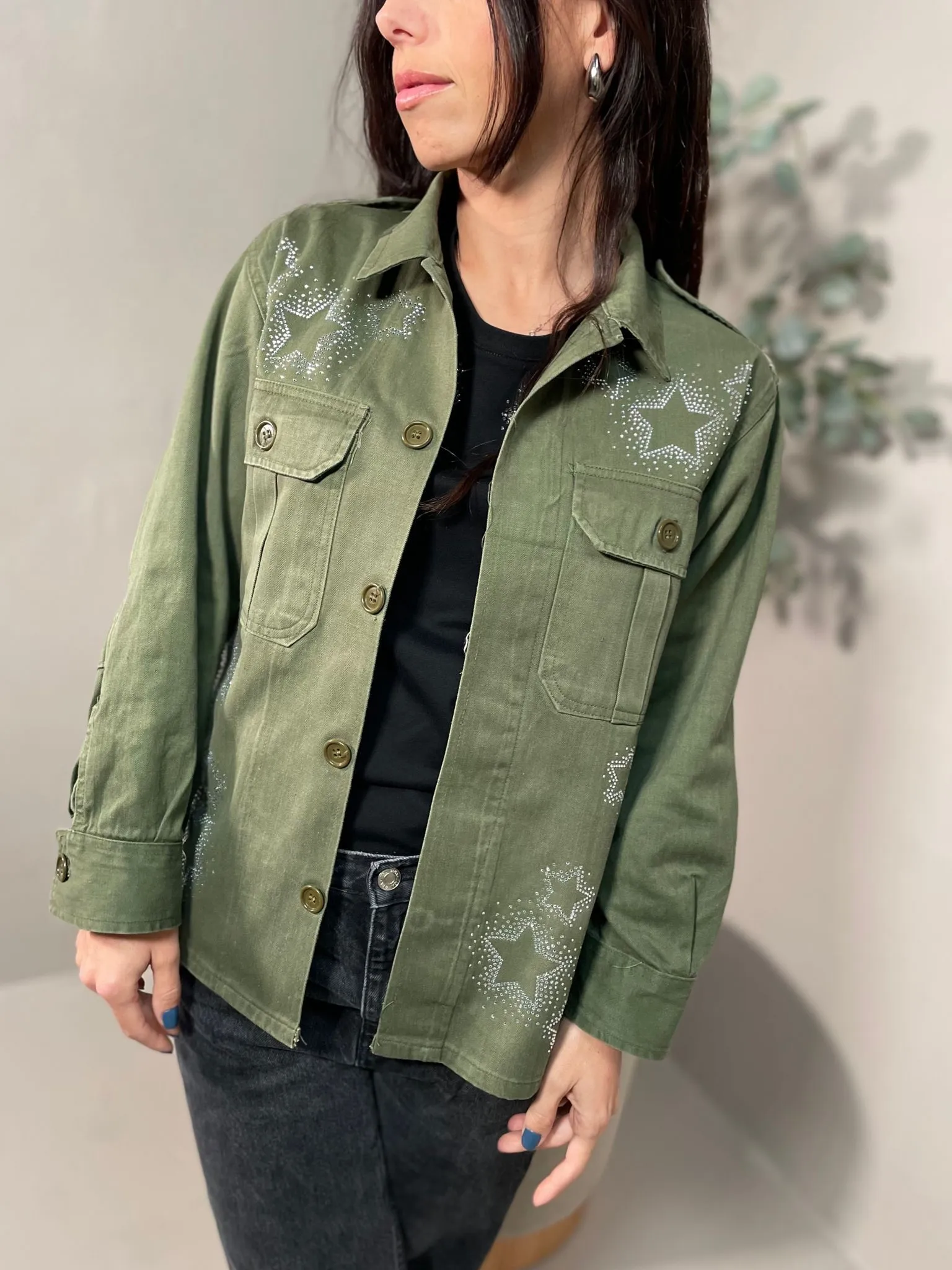 Giacca Militare Vintage Strass