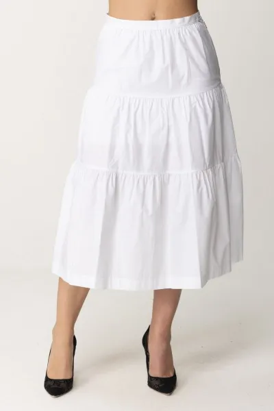 Gonna a balze con arricciature BIANCO OTTICO