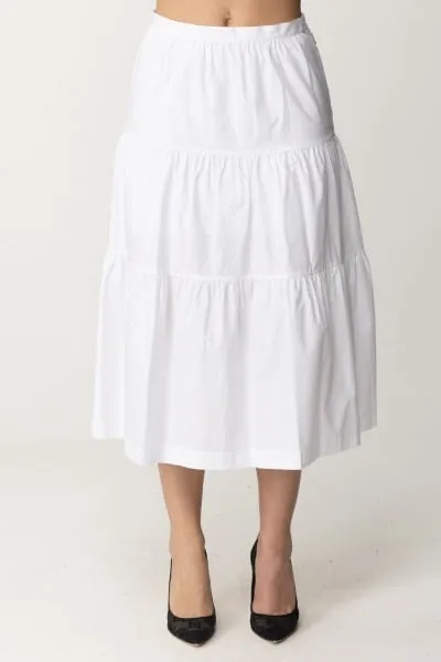 Gonna a balze con arricciature BIANCO OTTICO