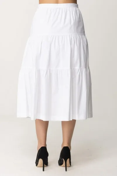 Gonna a balze con arricciature BIANCO OTTICO